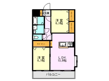 オリエンス八反田(2LDK/5階)の間取り写真