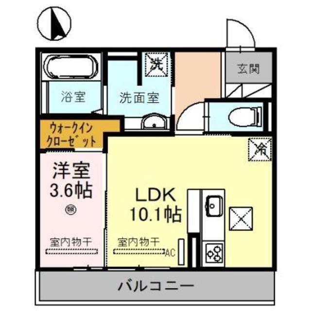 D-ROOMN・KII(1LDK/2階)の間取り写真