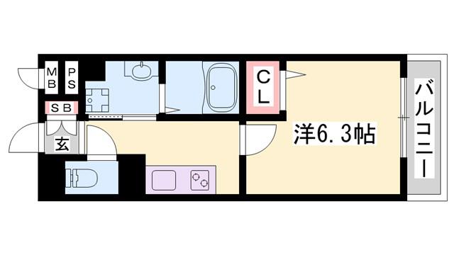セジュール大村(1K/3階)の間取り写真