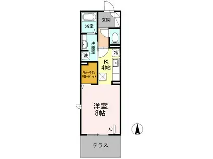 LUANA湘南(1K/1階)の間取り写真