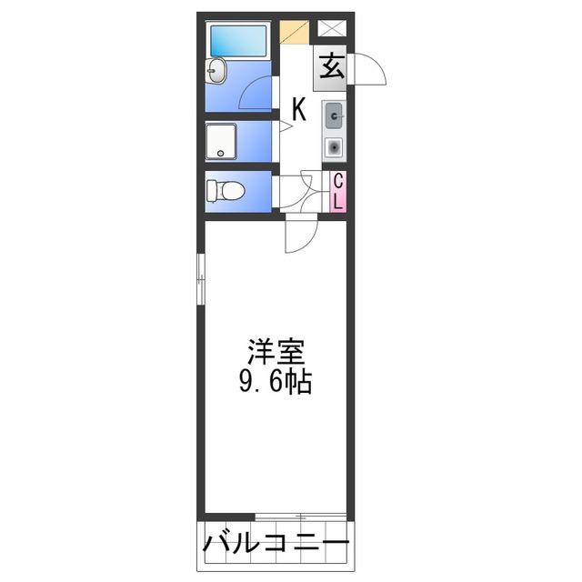 シャルマンフジ中之島弐番館(1K/2階)の間取り写真