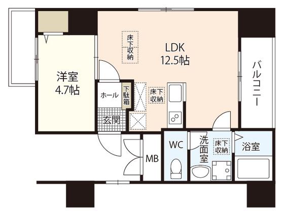ソル高松(1LDK/3階)の間取り写真