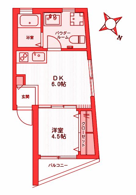 ベイサイド レジデンス 桜木町(1DK/2階)の間取り写真