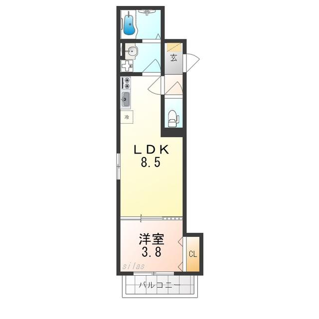 D PORTA CLAVEL(1LDK/3階)の間取り写真