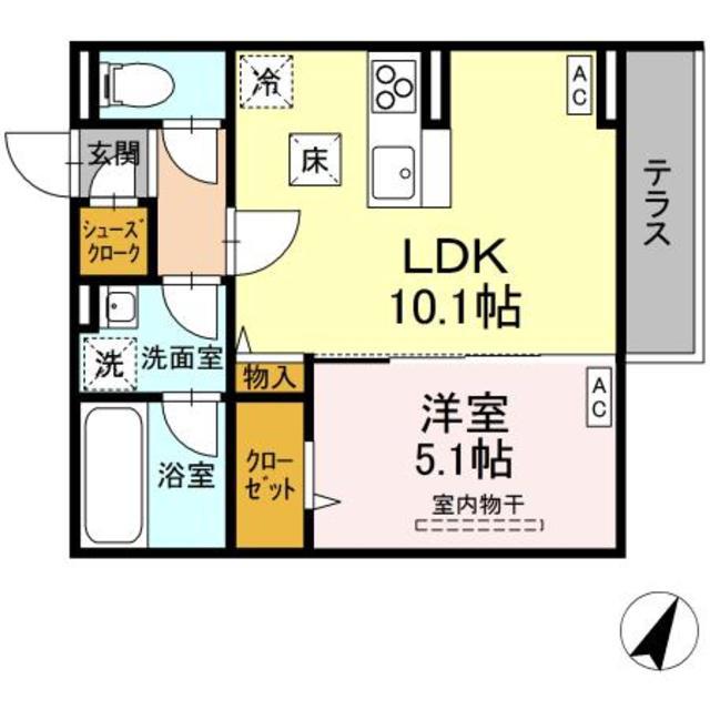 ASSET-COURT立川上砂町5丁目 A棟(1LDK/1階)の間取り写真