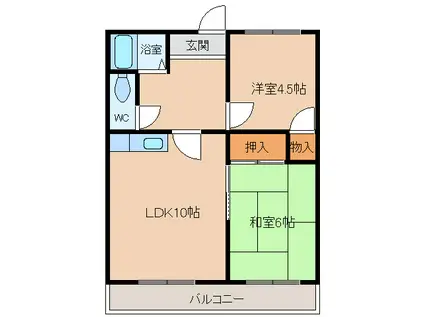 サンマンション(2LDK/3階)の間取り写真
