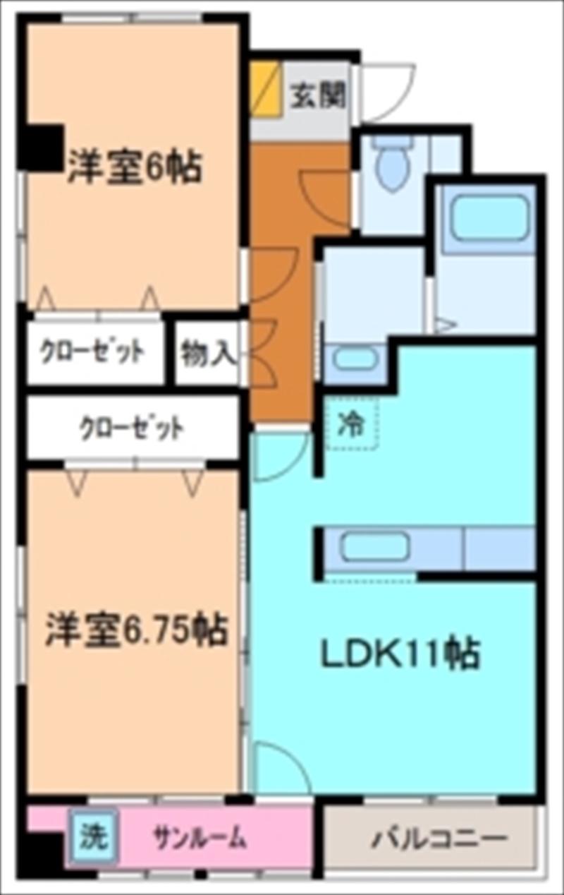 グリーンスペース駅西(2LDK/3階)の間取り写真