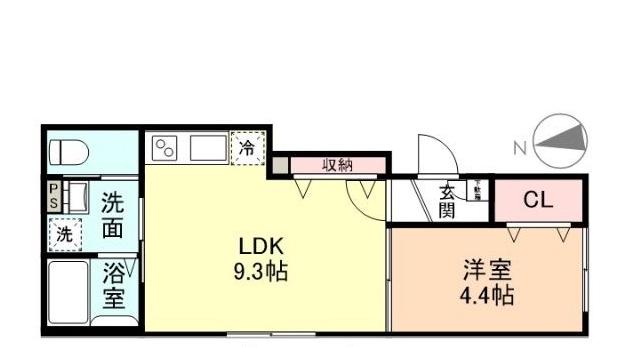 JEUNESSE(1LDK/1階)の間取り写真