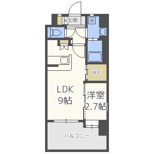 エンクレスト空港通(1LDK/10階)の間取り写真