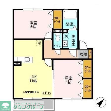 CARINOPENSEE(2LDK/2階)の間取り写真