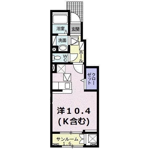 アクシアA(ワンルーム/1階)の間取り写真