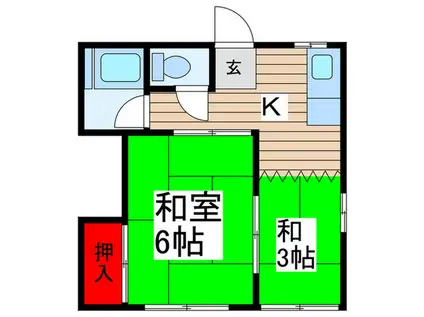 静和ハイム(2K/2階)の間取り写真