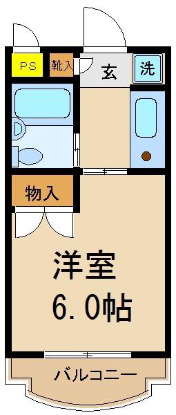 モンシャトー松戸II(1K/4階)の間取り写真