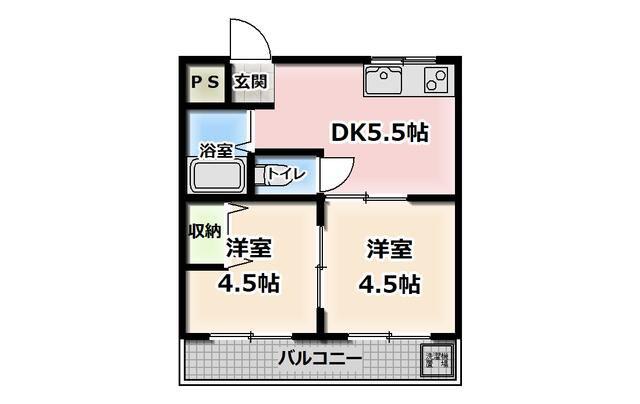 オリーブコート三吉2(2DK/4階)の間取り写真