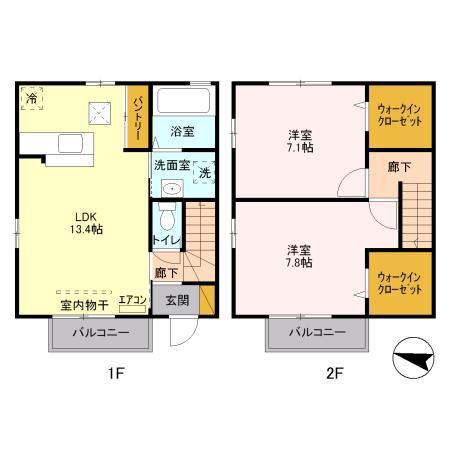 メゾン東山(2LDK/1階)の間取り写真
