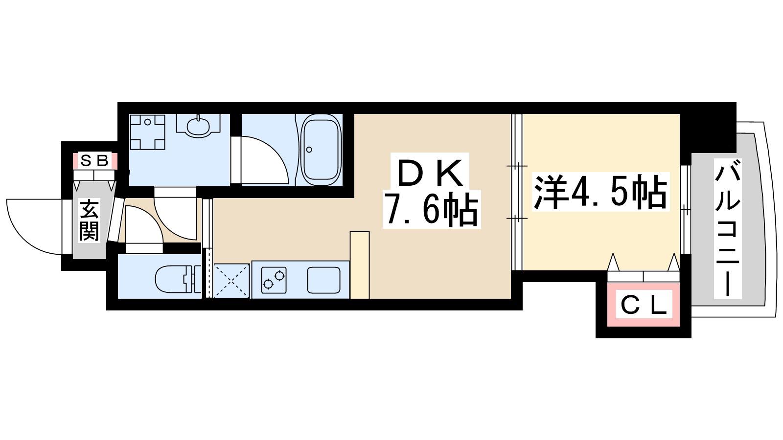 ルクレ新大阪レジデンス(1DK/4階)の間取り写真