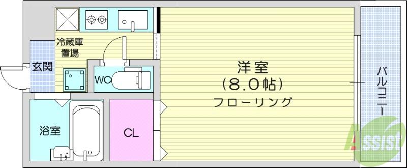 サンレモハイツ上杉B棟(1K/2階)の間取り写真