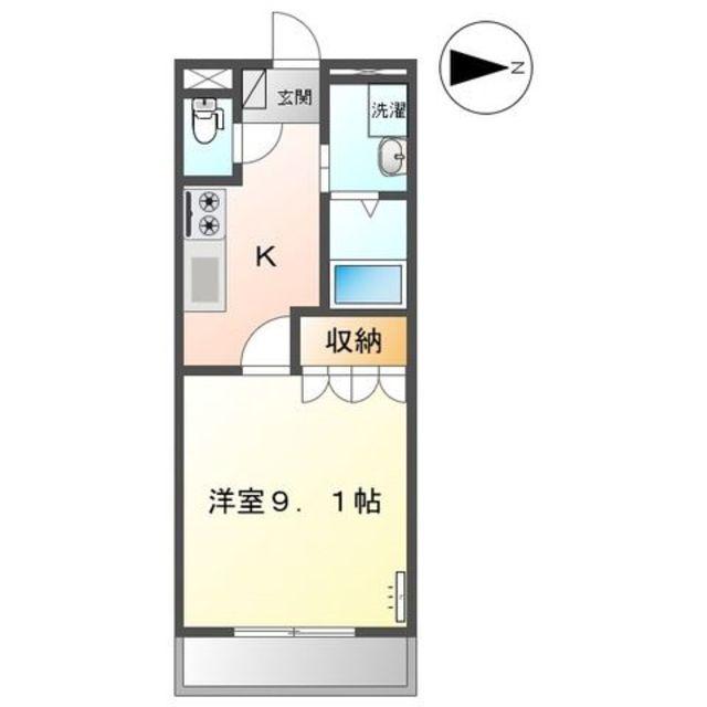 ボナールB(1K/1階)の間取り写真