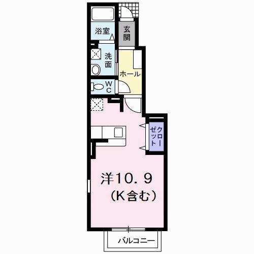 VILLA鶴島B(ワンルーム/1階)の間取り写真