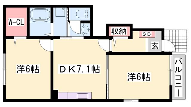 トレノ・イリーデII(2DK/1階)の間取り写真
