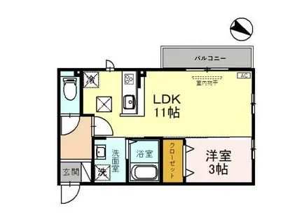 BELLE CUBE(1LDK/1階)の間取り写真