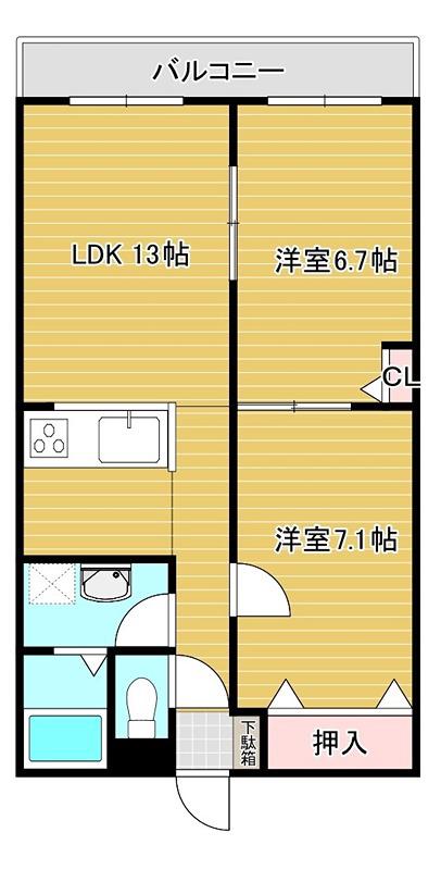 ボナールクレスト(2LDK/1階)の間取り写真