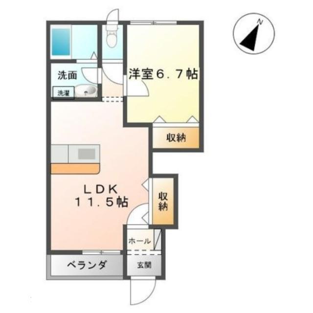 メルヴェール(1LDK/1階)の間取り写真