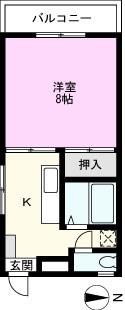 オアシス光(1K/2階)の間取り写真