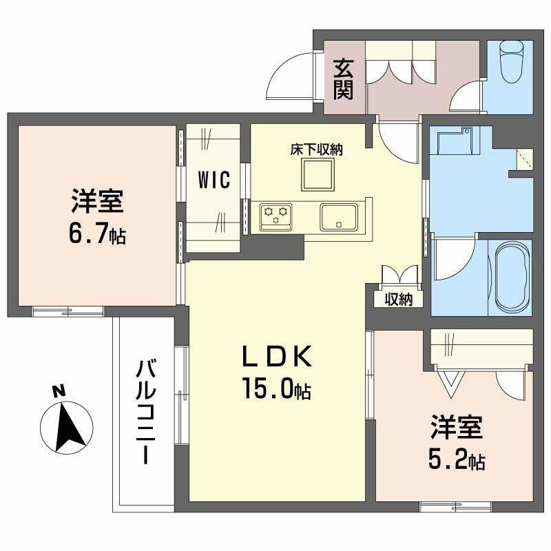 シャーメゾン セレッソ中桜塚(2LDK/1階)の間取り写真