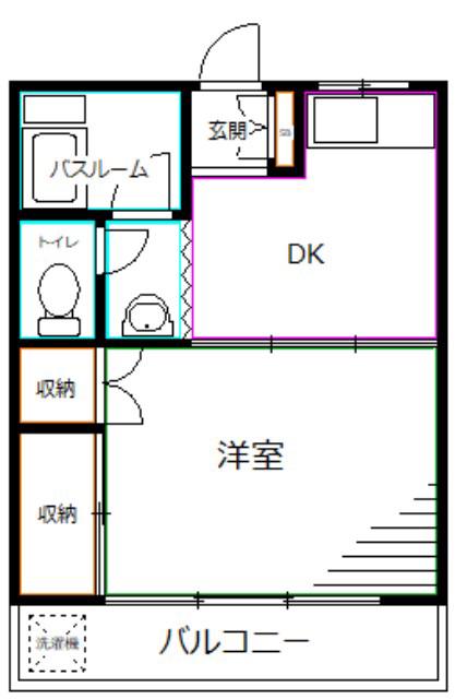 ハタハイツ(1DK/2階)の間取り写真