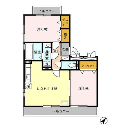 ステラ・ウノ(2LDK/3階)の間取り写真