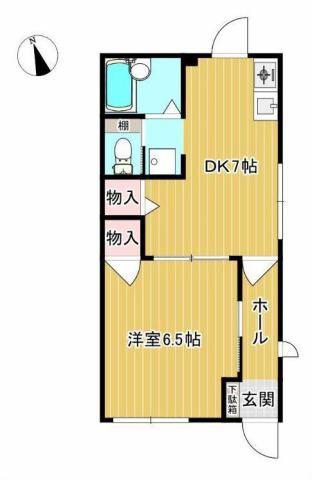 グリーンリーブス(1DK/1階)の間取り写真