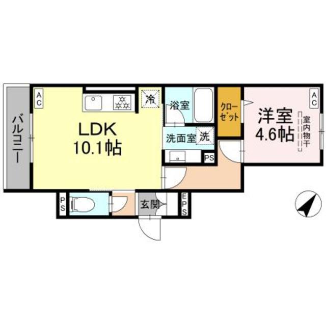アメティスタ相模が丘(1LDK/1階)の間取り写真