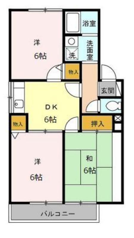 アメニティAB(3DK/2階)の間取り写真