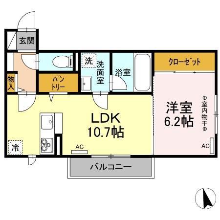 ロージー(1LDK/2階)の間取り写真