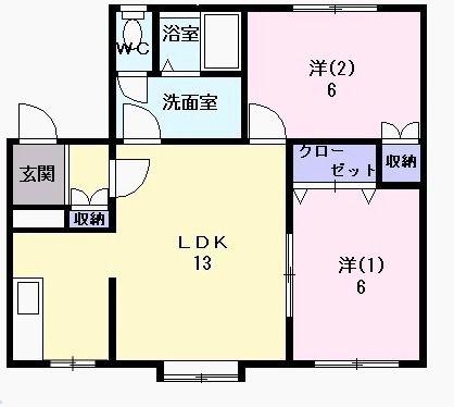共栄ハイツ(2LDK/2階)の間取り写真