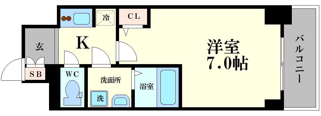 S-RESIDENCE福島ALOVITA(1K/7階)の間取り写真