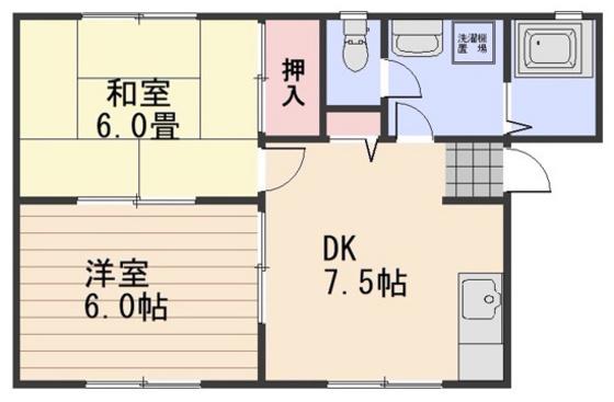 サンライフ四御神(2DK/2階)の間取り写真