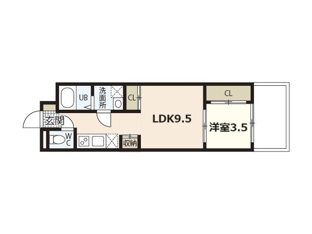 ASTERISK(1LDK/4階)の間取り写真