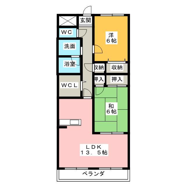 マンション 雅(2LDK/3階)の間取り写真