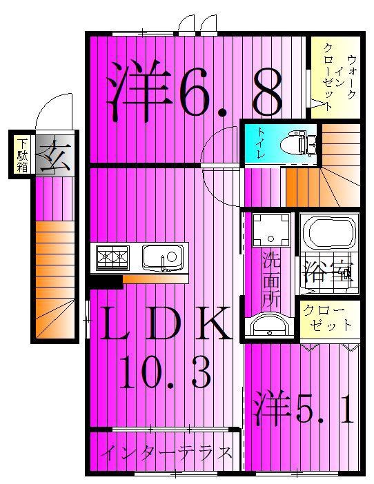 アールUII(2LDK/2階)の間取り写真