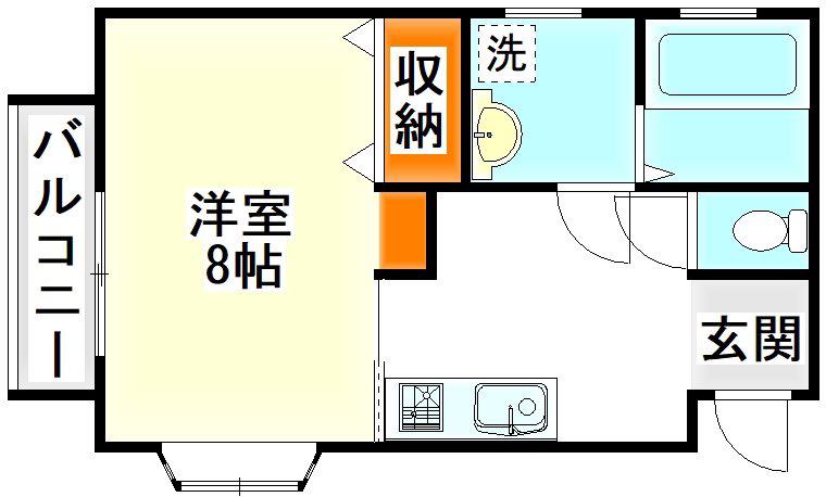 アンビシャス近大前(1K/1階)の間取り写真