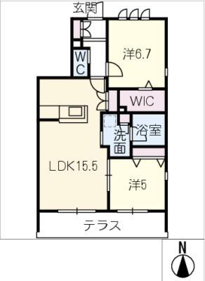 BAMBOU DEUX(2LDK/1階)の間取り写真