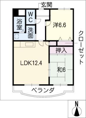アビタシオン一番(2LDK/9階)の間取り写真