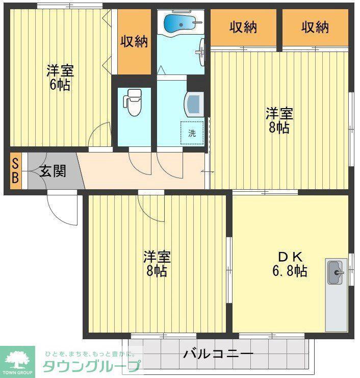 サンレイクヴィラSUZUKI C(3DK/1階)の間取り写真