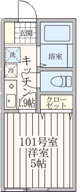 AMOZE横濱瀬谷(1K/1階)の間取り写真