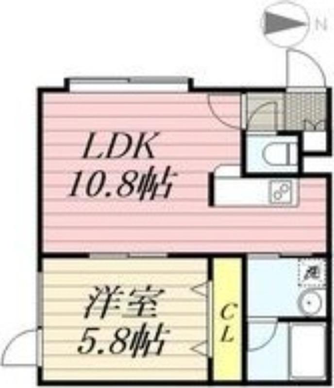 プロスパー麻生(1LDK/2階)の間取り写真