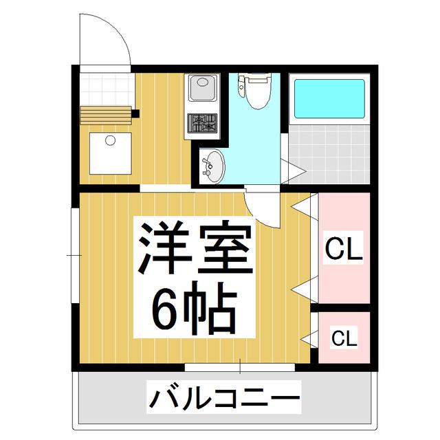 ＪＲ大糸線 北松本駅 徒歩17分 4階建 築23年(1K/2階)の間取り写真