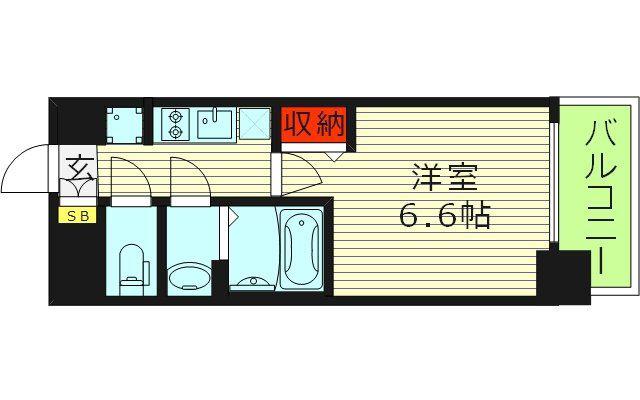 プレサンス玉造ザ・ライブ(1K/4階)の間取り写真