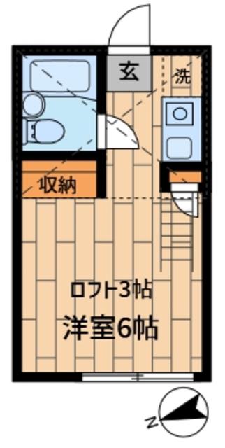 ロフト中原Ⅱ(ワンルーム/2階)の間取り写真